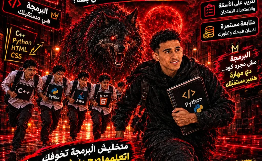 الديب بعيون حمراء وطلاب بيجروا ورا مستقبل البرمجة